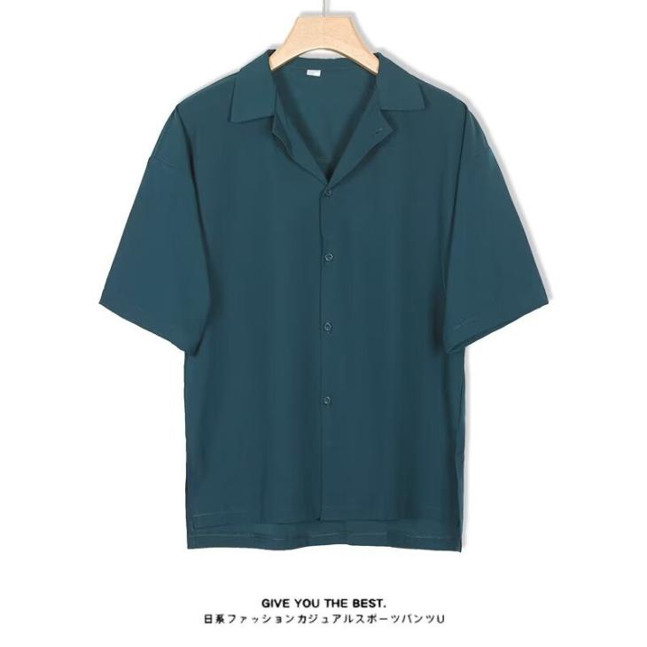 Green Regular Fit Seersucker Revere Shirt  |  Mens Shirts Clothing Mens