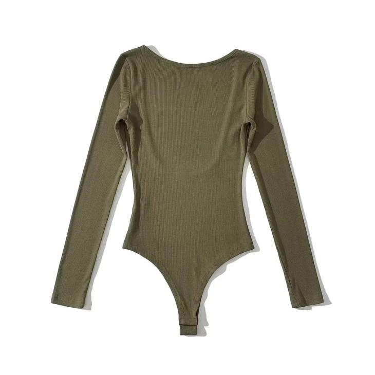 Green Scoop Back Long Sleeve Bodysuit  |  Womens Tops & T-Shirts Clothing Tops & T-Shirts