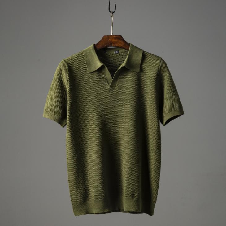 Green Slim Fit Diamond Stitch T-Shirt  |  Mens Polo Shirts Clothing Jumpers & Cardigans