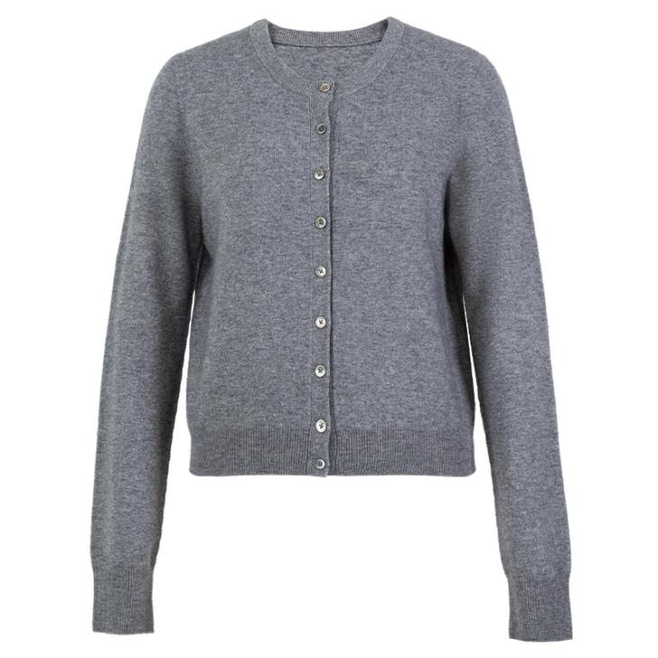 Grey Knit Button Up Cardigan  |  Womens Tops & T-Shirts Clothing Jumpers & Cardigans