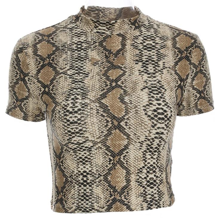 Grey Poplin Snake Print Tie Front Top  |  Womens Tops & T-Shirts Clothing Tops & T-Shirts