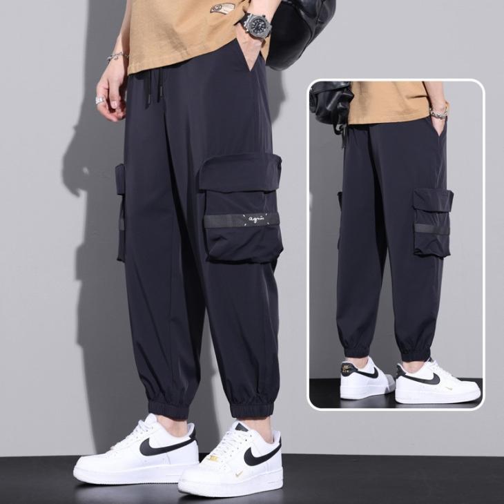 Grey Regular Fit Zip Pocket Cargo Trousers  |  Mens Trousers Cargos Cargos