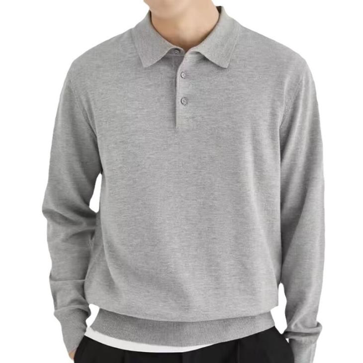 Grey Slim Fit Knit Polo Jumper  |  Mens Tops Clothing Jumpers & Cardigans