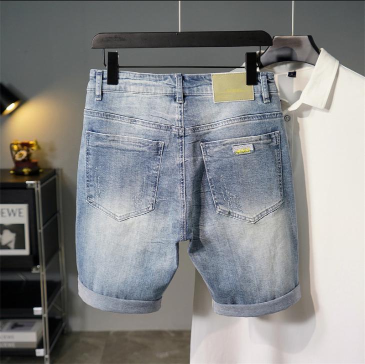 Grey Slim Fit Turned Denim Shorts  |  Mens Shorts Clothing Mens