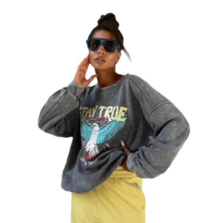 Grey Washed Limon Graphic Sweatshirt  |  Womens Hoodies & Sweats Clothing Hoodies & Sweats