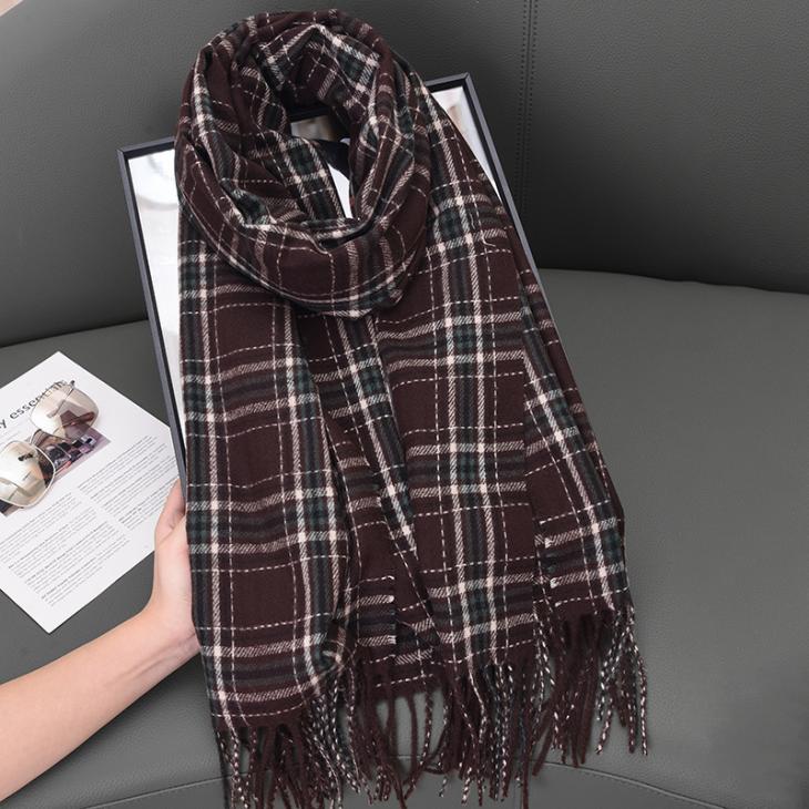 Khaki Check Scarf  |  Womens Scarves Accessories Scarves