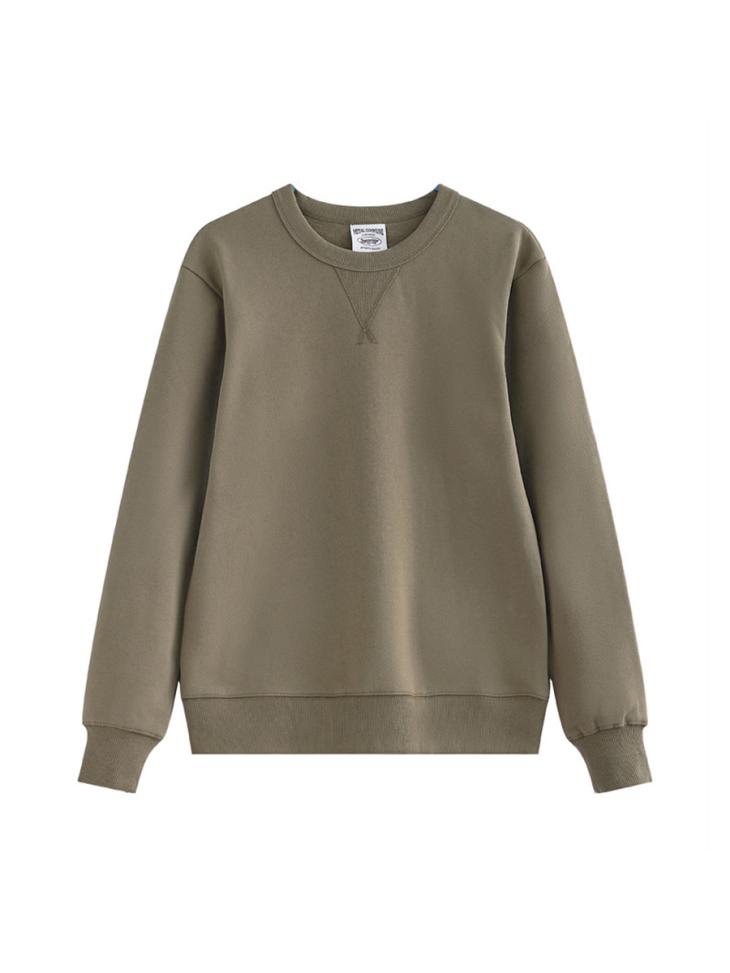 Khaki Regular Fit Stitched Sweatshirt  |  Mens Tops Clothing Essentials