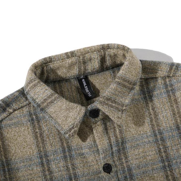 Khaki Regular Fit Waffle Texture Check Shirt  |  Mens Tops Clothing Mens