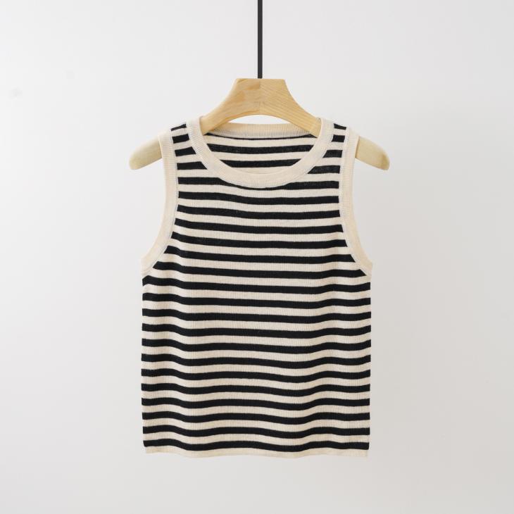 Khaki Ribbed Stripe Tank Top  |  Womens Tops & T-Shirts Clothing Tops & T-Shirts