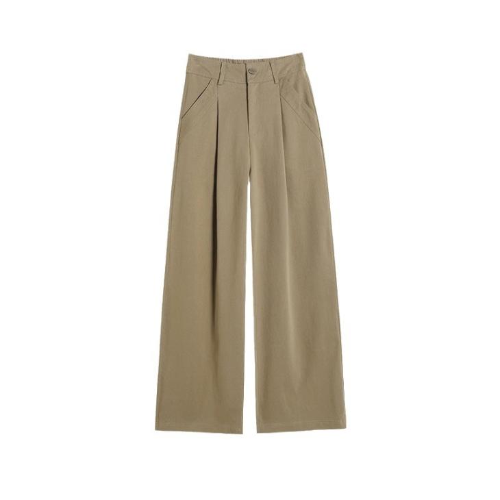 Khaki Wide Leg Twill Trousers  |  Womens Trousers Clothing Trousers