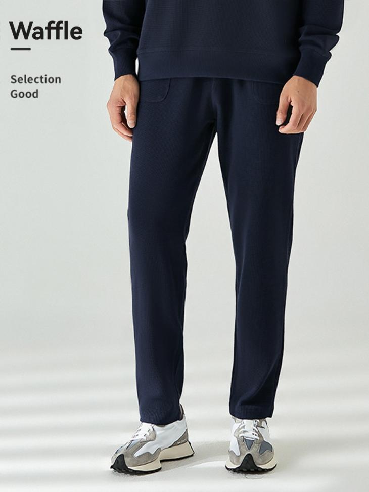 Navy Slim Fit Stretch Textured Smart Joggers  |  Mens Joggers Clothing Joggers