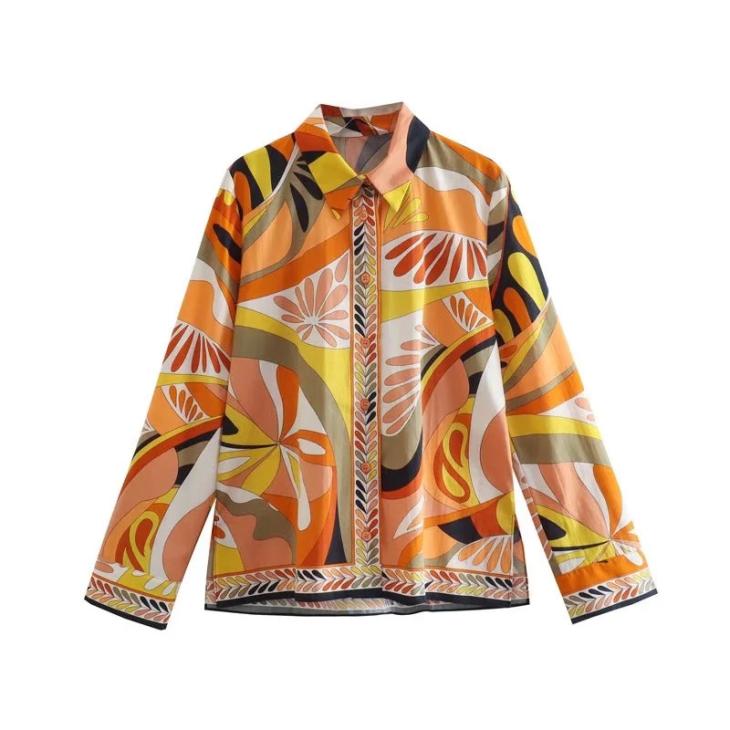 Orange Scarf Print Oversized Beach Shirt  |  Womens Swimwear & Beachwear Clothing Swimwear & Beachwear