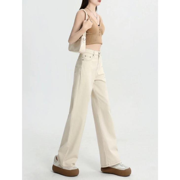 Petite Beige High Waisted Flared Jeans  |  Womens Jeans Clothing Jeans