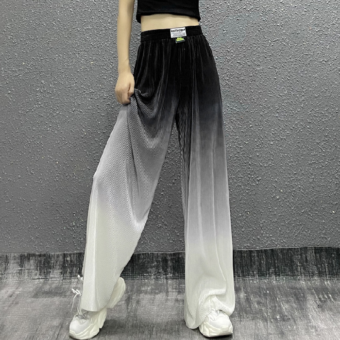 Petite Black Plisse Ombre Wide Leg Trousers  |  Womens Co-Ord Sets Clothing Co-Ord Sets