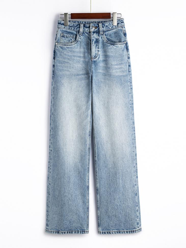 Petite Blue High Waisted Straight Leg Jeans  |  Womens Jeans Clothing Jeans