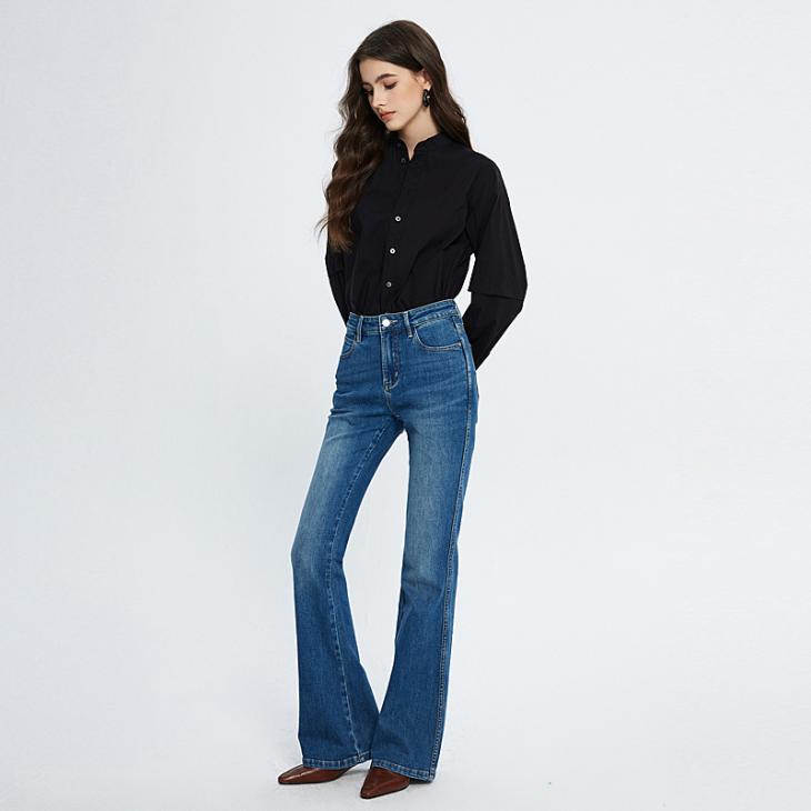 Petite Blue Mid Rise Flared Jeans  |  Womens Jeans Clothing Jeans