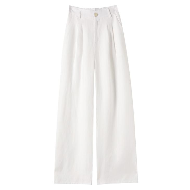 Petite Cream High Waisted Wide Leg Trousers  |  Womens Trousers Clothing Trousers