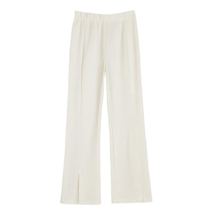 Petite Cream Textured Flared Trousers  |  Womens Co-Ord Sets Clothing Co-Ord Sets