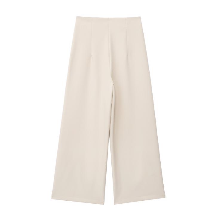 Petite Cream Wide Leg Trousers  |  Womens Trousers Clothing Trousers