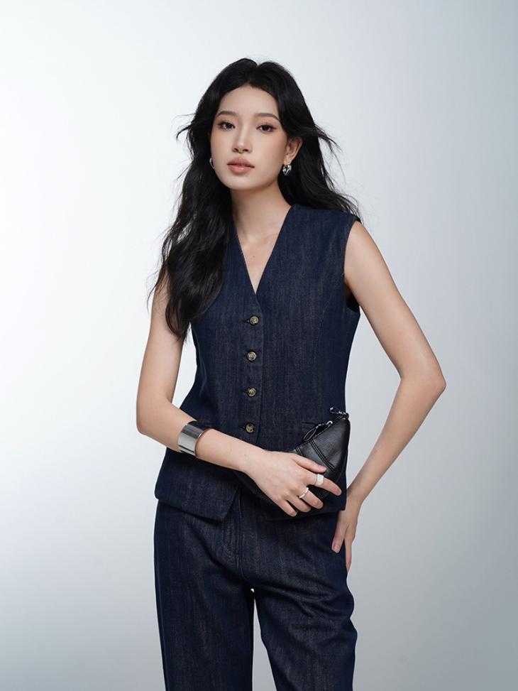 Petite Denim Button Up Waistcoat  |  Womens Coats & Jackets Clothing Coats & Jackets