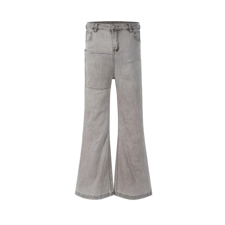 Petite Grey Light High Rise Flare Jeans  |  Womens Jeans Clothing Jeans