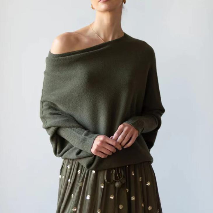 Petite Khaki Long Sleeve Textured Drape Top  |  Womens Co-Ord Sets Clothing Co-Ord Sets