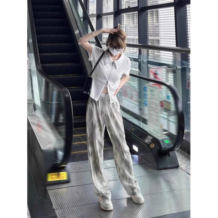 Petite White Marble Wide Leg Joggers  |  Womens Co-Ord Sets Clothing Co-Ord Sets