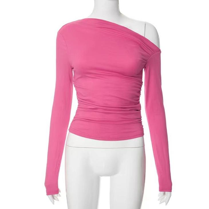 Pink Mesh Asymmetric Bodysuit  |  Womens Tops & T-Shirts Clothing Tops & T-Shirts