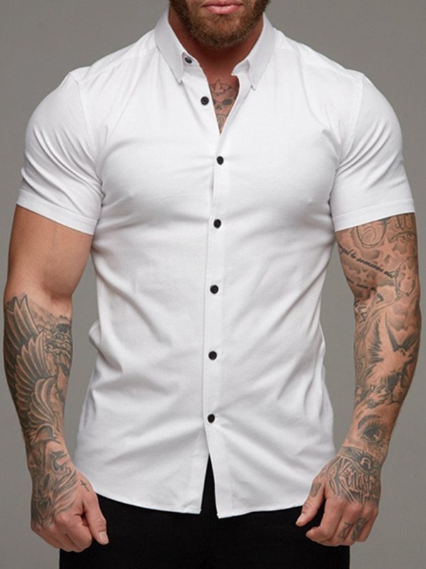 Pink Muscle Fit Stretch Textured Shirt  |  Mens Shirts Clothing Essentials