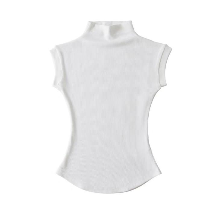 Pink Sleeveless Ribbed Roll Neck Tank Top  |  Womens Tops & T-Shirts Clothing Tops & T-Shirts