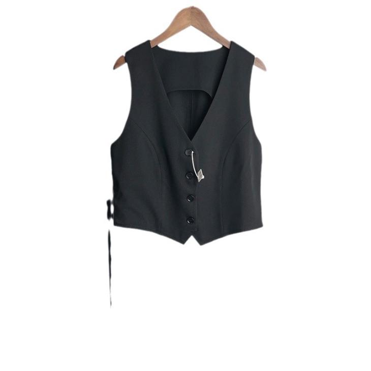 Plus Black Button Front Waistcoat  |  Womens Waistcoats Clothing Coats & Jackets