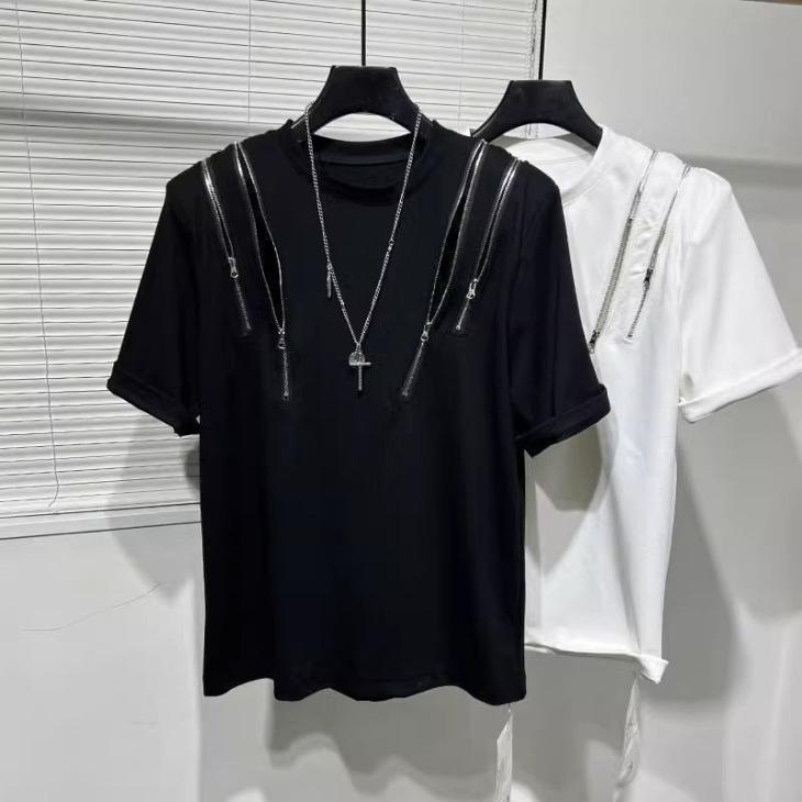 Plus Black Chain Fringe T-Shirt  |  Womens T-Shirts & Vests Clothing T-Shirts & Vests