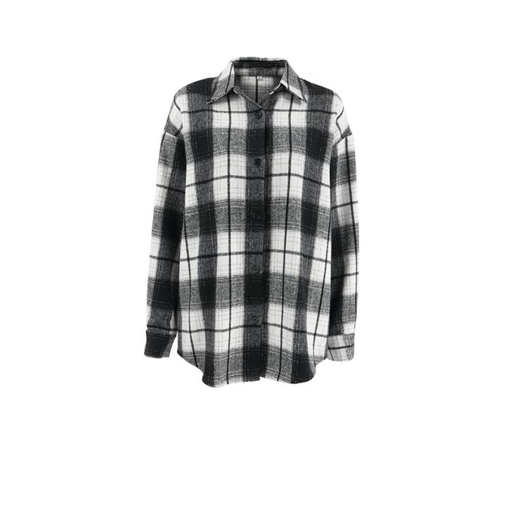 Plus Black Check Longline Shirt  |  Womens Blouses & Shirts Blouses & Shirts Blouses & Shirts