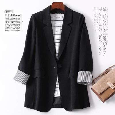 Plus Black Rolled Sleeve Blazer  |  Womens Co-Ord Sets Clothing Blazers