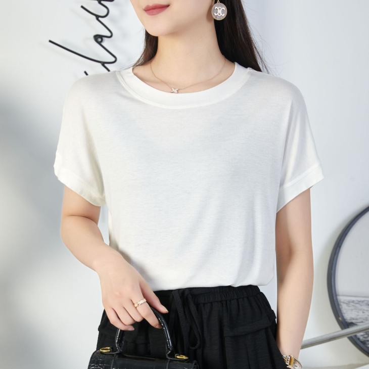 Plus Cream Crepe Turned Cuff T-Shirt  |  Womens Tops & T-Shirts Blouses & Shirts Blouses & Shirts