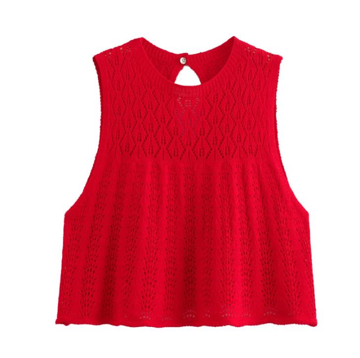 Red Crochet Tank Top  |  Womens Tops & T-Shirts Clothing Co-Ord Sets