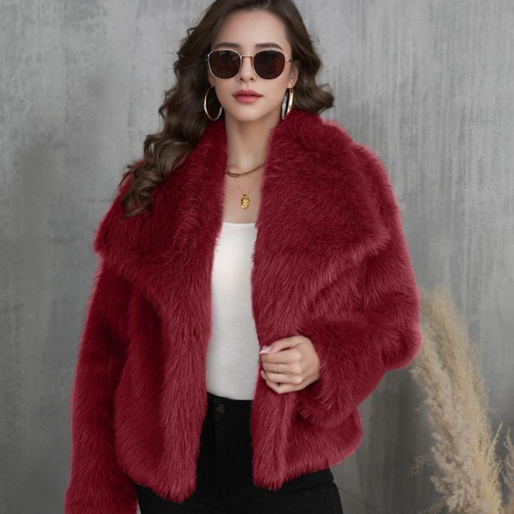 Red Faux Fur Short Plush Jacket  |  Womens Coats & Jackets Clothing Coats & Jackets