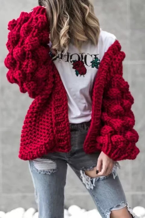 Red Knit Fringe Jumper  |  Womens Tops & T-Shirts Clothing Co-Ord Sets