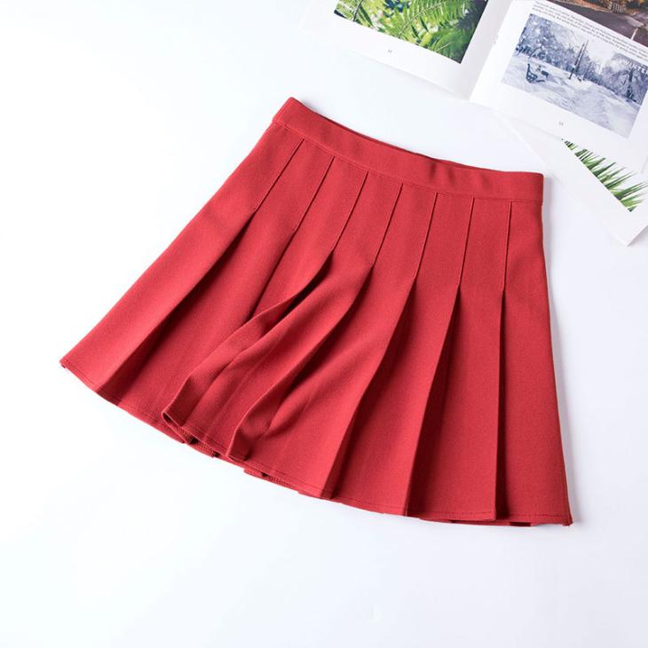 Red Pleated Mini Skort  |  Womens Shorts Clothing Shorts