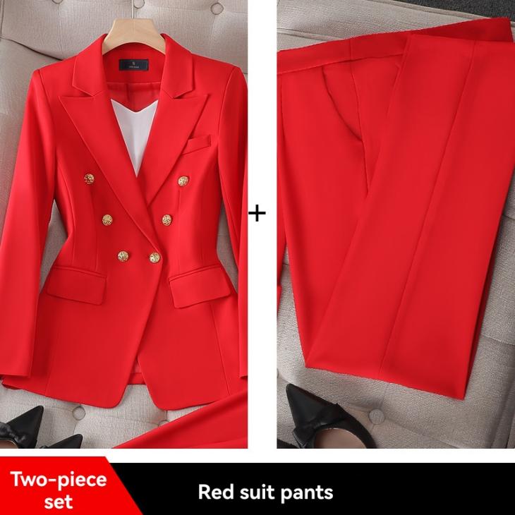 Red Premium Double Breasted Crepe Blazer  |  Womens Blazers Blazers Blazers