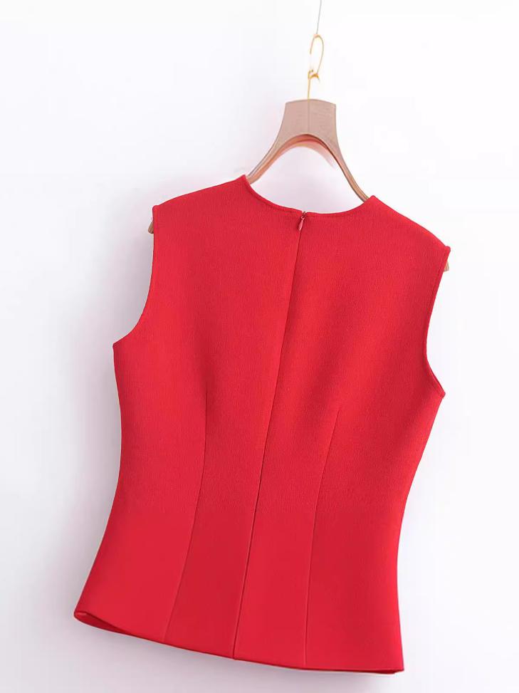 Red Ruched Asymmetric Top  |  Womens Co-Ord Sets Clothing Co-Ord Sets