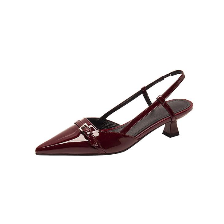 Red Sling Back Flat Buckle Court Shoes  |  Womens Shoes Shoes Shoes