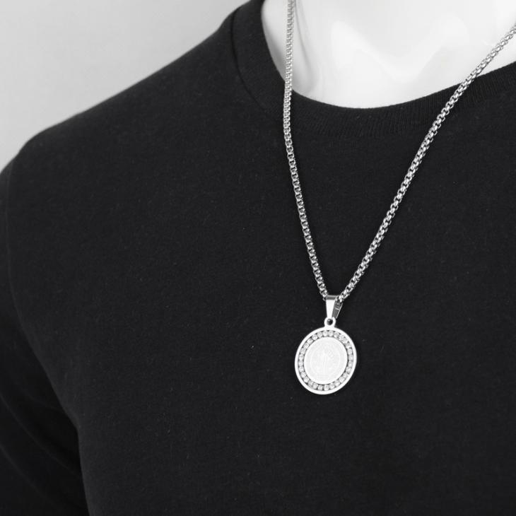 Silver Colour Coin Pendant Necklace  |  Mens Jewellery & Watches Accessories Jewellery & Watches