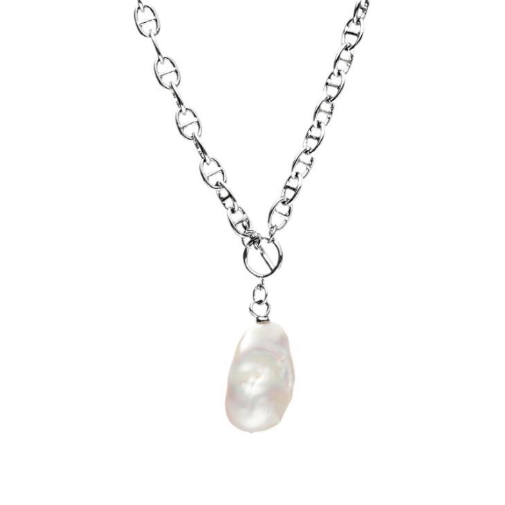 Silver Colour Pearl Pendant Necklace  |  Womens Jewellery Accessories Jewellery