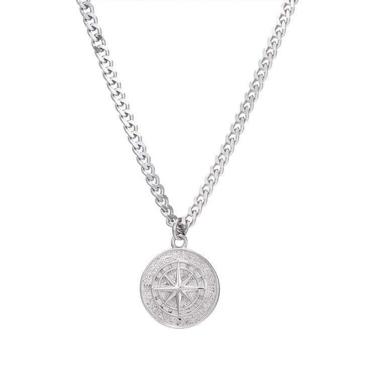 Silver Compass Necklace  |  Mens Jewellery & Watches Accessories Jewellery & Watches