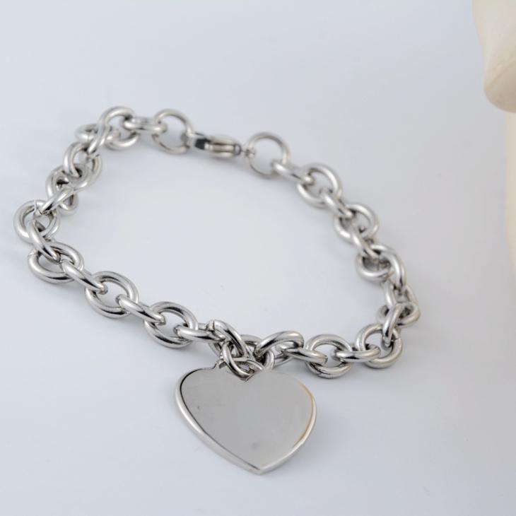 Silver Heart Pendant Chain Bracelet  |  Womens Jewellery Accessories Jewellery