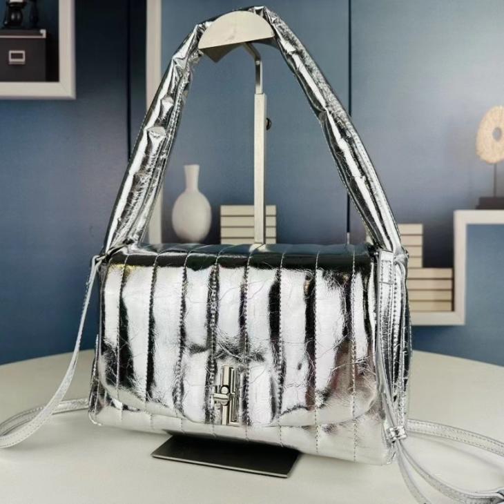 Silver Quilted Chain Strap Shoulder Bag  |  Womens Bags, Purses & Luggage Accessories Bags, Purses & Luggage