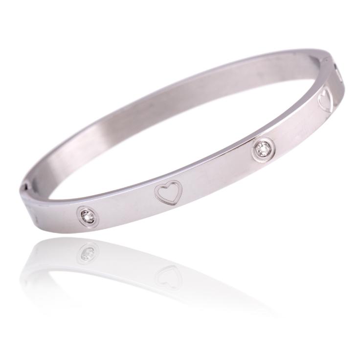 Silver Stainless Steel Heart Cuff Bracelet  |  Womens Jewellery Accessories Jewellery