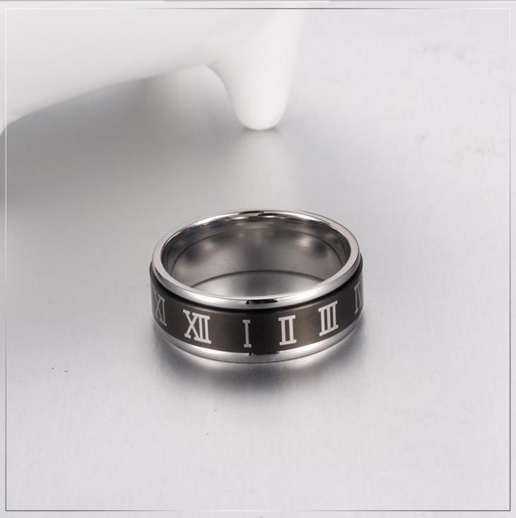 Silver Stainless Steel Roman Numeral Ring  |  Mens Jewellery & Watches Accessories Jewellery & Watches