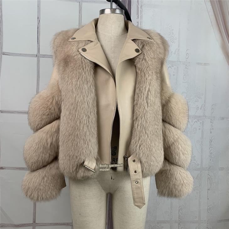 Stone Faux Fur Belted Biker Jacket  |  Womens Coats & Jackets Clothing Coats & Jackets